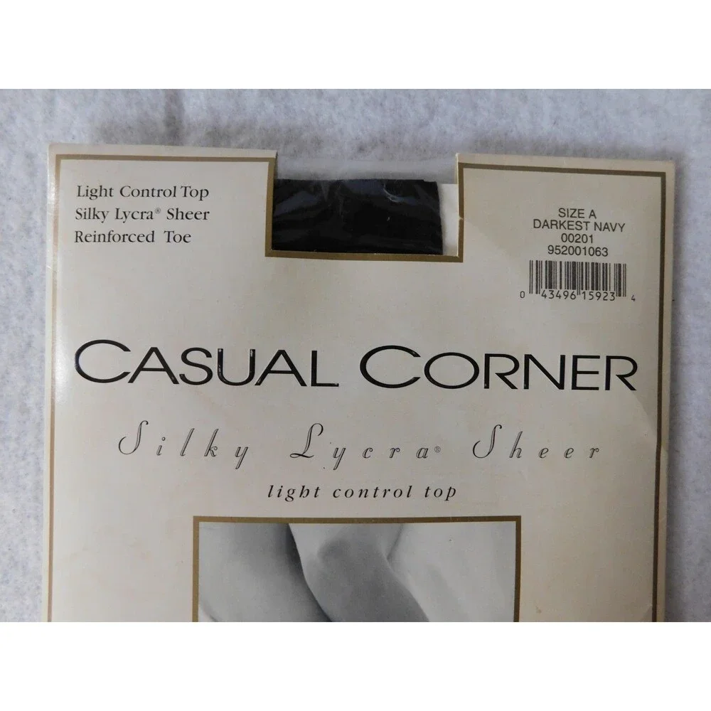 Casual Corner Silky Lycra Sheer light control top Pantyhose Navy Size A